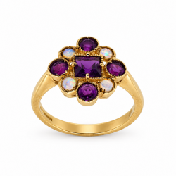 Pre Owned 9ct Amethyst and Pearl Ring ZC127